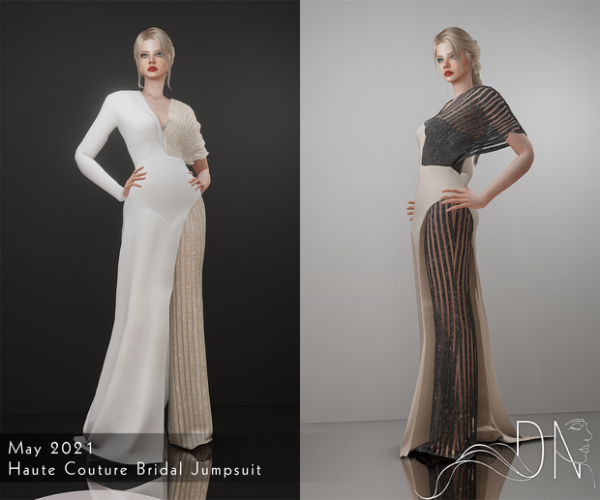 Alpha Haute Couture Bridal Jumpsuit by sorensms - The Sims 4 Custom Content