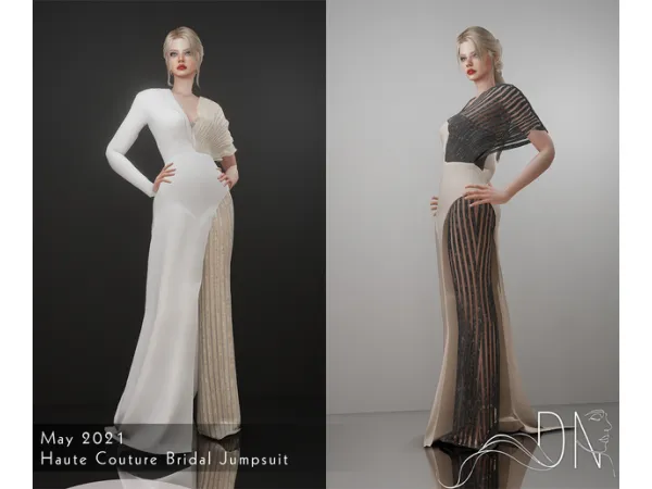 Haute Couture Bridal Jumpsuit by darknighttsims