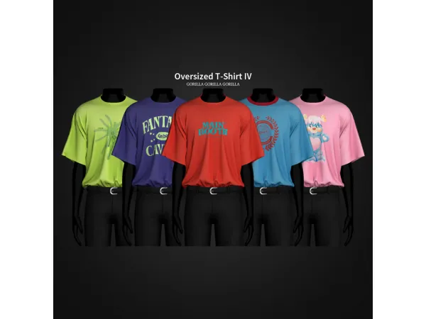 Alpha Oversized T Shirt IV by gorillax3 - The Sims 4 Custom Content