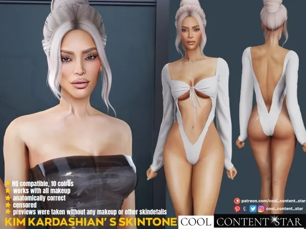 Alpha Kim Kardashian'S Skintone cool content star by cool_content_star - The Sims 4 custom content
