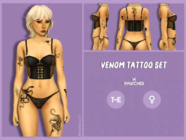 Mix venom tattoo set - The Sims 4 Custom Content