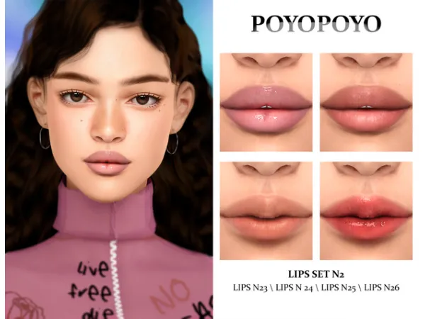 Alpha LIPS SET N2 Lips N23 Lips N24 Lips N25 Lips N26 by [poyopoyo] - The Sims 4 Custom Content