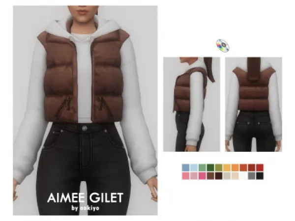 Maxis Match Aimee Gilet Hoodie - The Sims 4 Custom Content