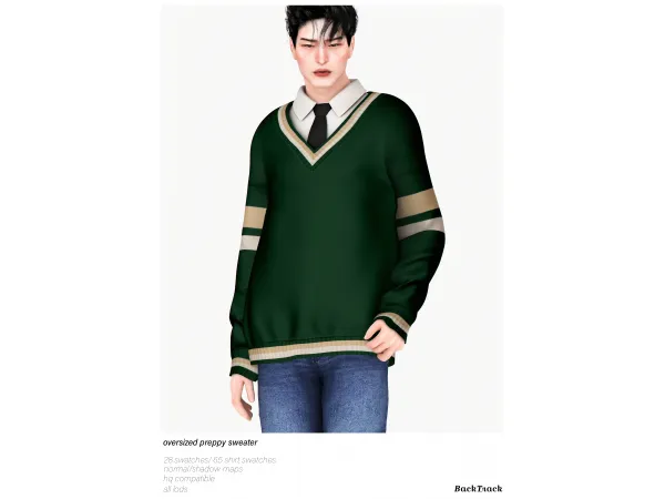 Alpha Oversized Preppy Sweater by BackTrack - The Sims 4 Custom Content