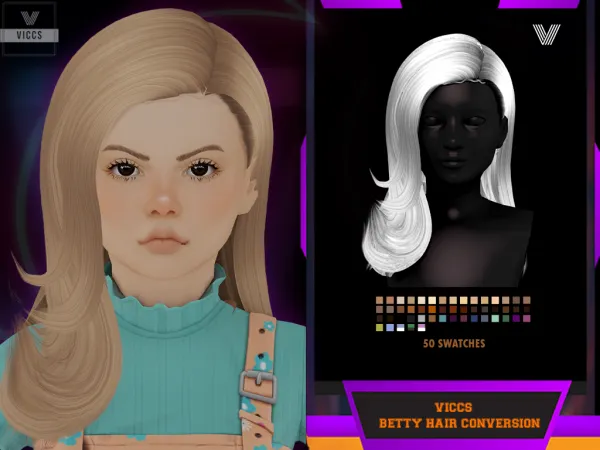 Alpha VICCS_BETTY HAIR CONVERTED FOR KIDS (MESH by SIMPLICIATY) - The Sims 4 Custom Content