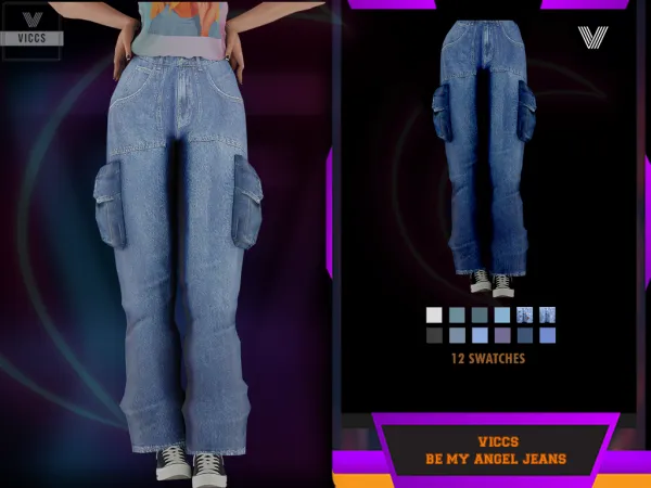 Alpha VICCS_ BE MY ANGEL JEANS (TEEN ELDER) - The Sims 4 Custom Content