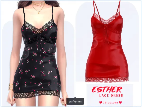 Alpha Esther Lace Dress - The Sims 4 Custom Content