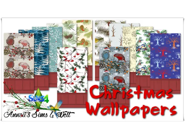 Mix Christmas Wallpapers by Annett's Sims 4 Welt ASW - The Sims 4 Custom Content