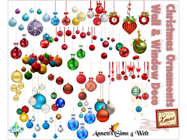 Maxis Match Christmas Ornaments Wall Windows Deco by Annett's Sims 4 Welt ASW - The Sims 4 Custom Content