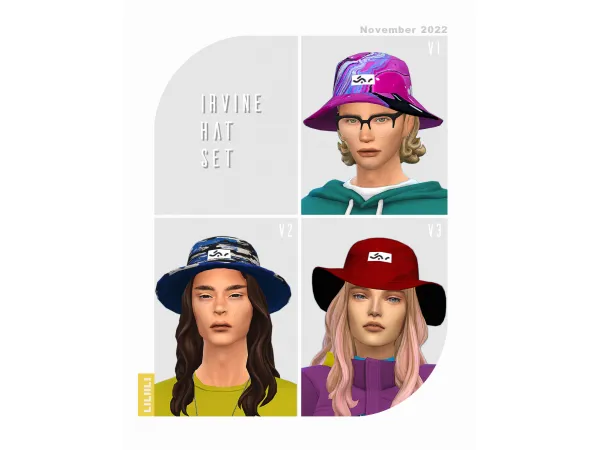 Mix lrvine Hat Set by liliili - The Sims 4 Custom Content