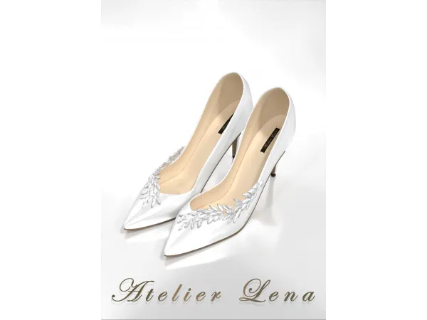 Alpha Dia Leaf Silk Heel Set by Atelier Lena - The Sims 4 Custom Content