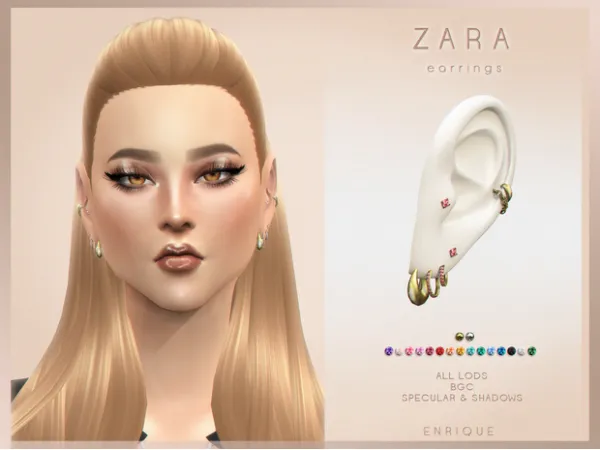 Mix Zara Earrings by [EnriqueS4] - The Sims 4 Custom Content