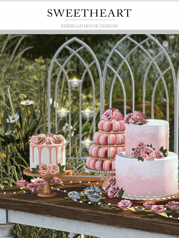 Mix [KHD] Sweetheart Cake Set by kerriganhouse - The Sims 4 Custom Content