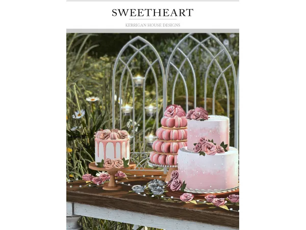 Mix [KHD] Sweetheart Cake Set by Kerrigan House Designs - The Sims 4 Custom Content