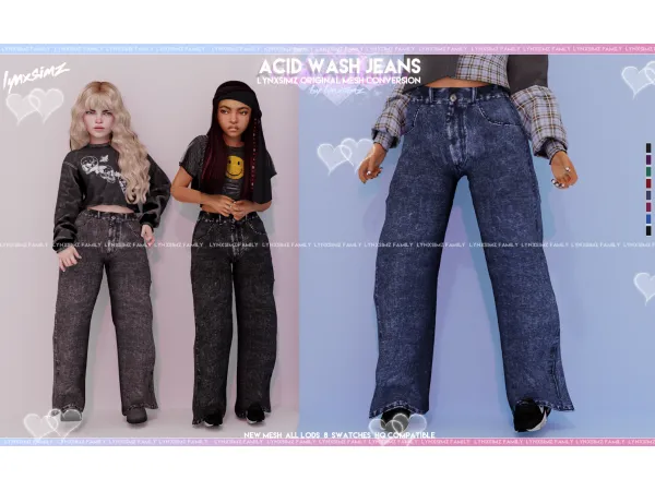 Alpha Acid Wash Jeans Child - The Sims 4 Custom Content