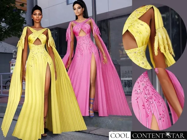 Alpha Jewelry Gown With Feather cool_content_star - The Sims 4 Custom Content