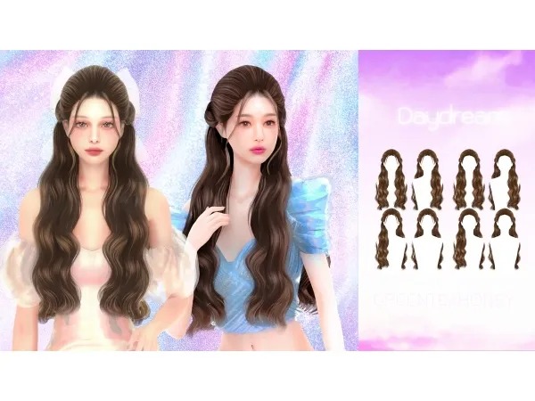 Alpha Daydream Hairstyle by GreenteaHoney - The Sims 4 Custom Content