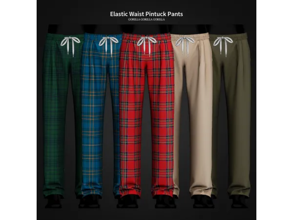 Alpha Elastic Waist Pintuck Pants by Gorilla Gorilla Gorilla - The Sims 4 Custom Content