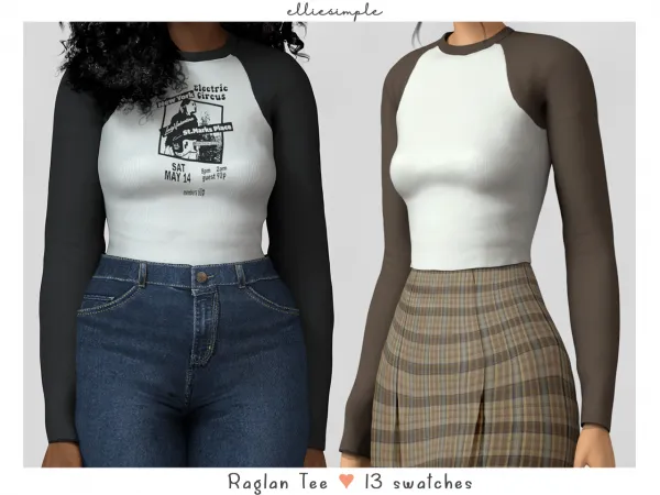 Alpha elliesimple raglan tee - The Sims 4 Custom Content