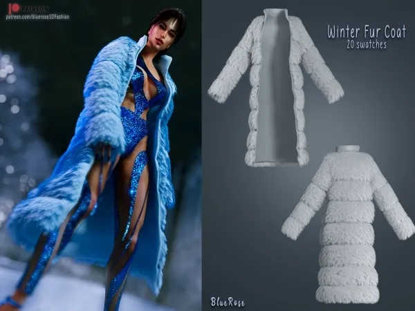 Alpha Winter Fur Long Coat BRsims - The Sims 4 Custom Content