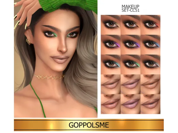 Alpha GOLD MAKEUP SET CC51 by GPME - The Sims 4 Custom Content