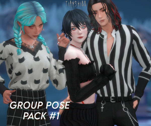 Alpha GRUPO 1 pose pack by simsfinds - The Sims 4 Custom Content
