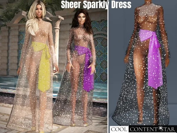 Alpha Sheer Sparkly Dress cool_content_star - The Sims 4 Custom Content