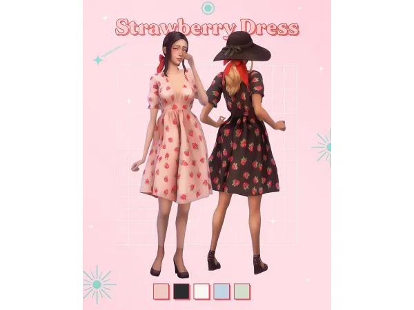 Maxis Match Strawberry Dress by Miiko - The Sims 4 Custom Content