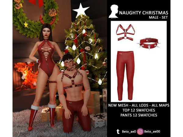 Alpha Naughty Christmas (Male Set) by Beto - The Sims 4 Custom Content