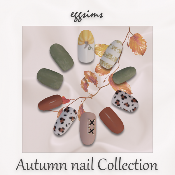 Alpha [EGGSIMS] Autumn nail collection (nail 0203) by simsfinds - The Sims 4 Custom Content