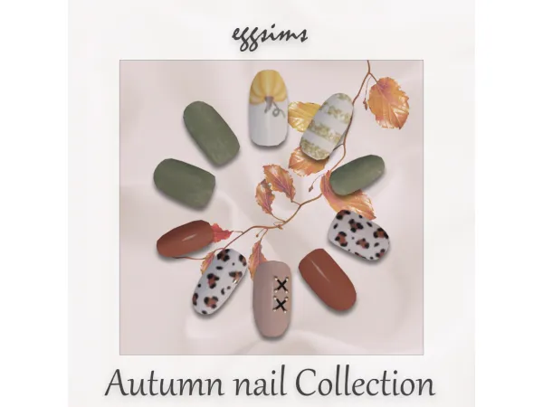 Alpha [EGGSIMS] Autumn nail collection (nail 0203) by EggU - The Sims 4 Custom Content