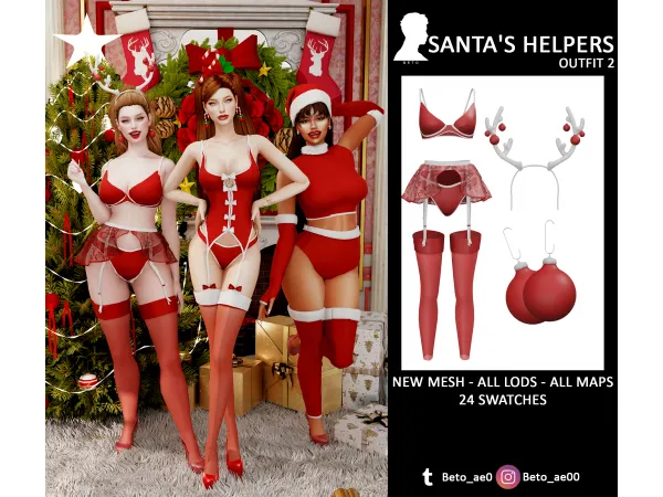 Alpha Santa's helpers (V2) by Beto - The Sims 4 Custom Content