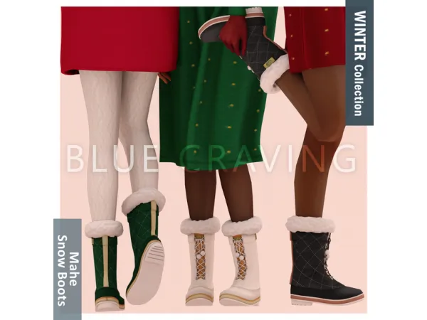 Alpha Blue Craving Mahe Snow Boots - The Sims 4 Custom Content