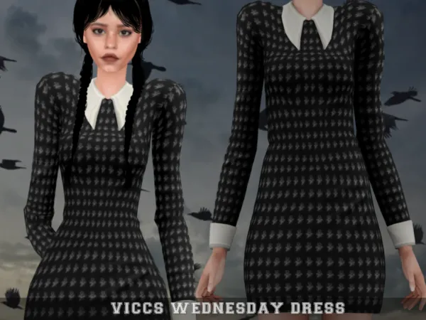 Alpha VICCS_WEDNESDAY DRESS (TEEN ELDER) - The Sims 4 Custom Content