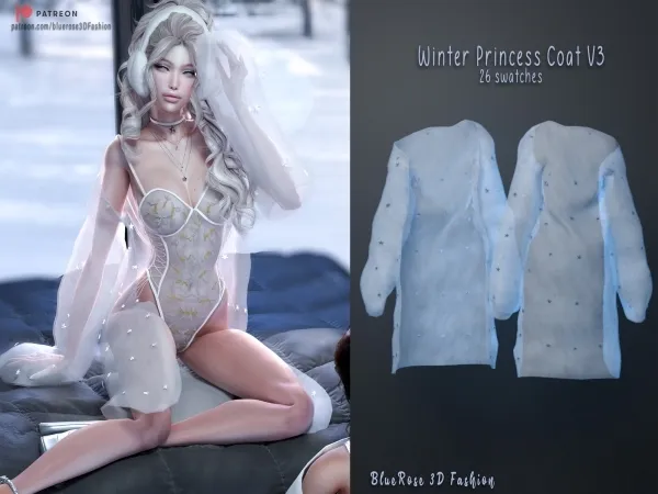 Alpha Winter Princess Coat v3 BRsims - The Sims 4 Custom Content