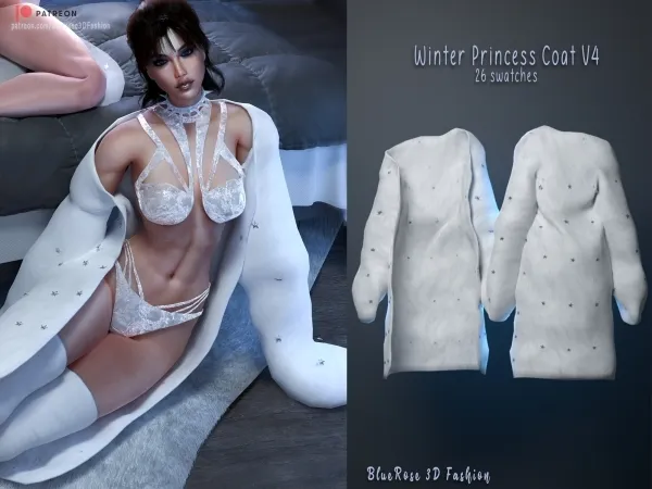 Alpha Winter Princess Coat v4 BRsims - The Sims 4 Custom Content