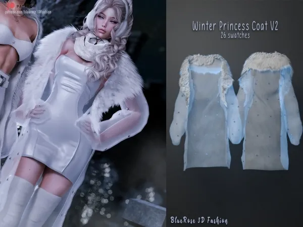 Alpha Winter Princess Coat v2 BRsims - The Sims 4 Custom Content