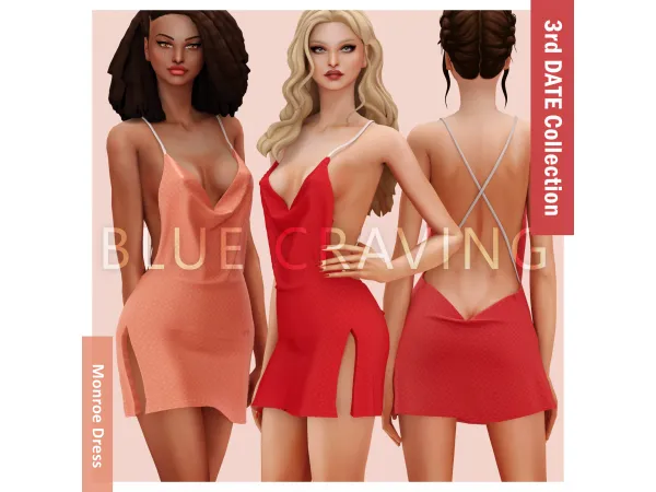 Alpha Blue Craving Monroe Dress - The Sims 4 Custom Content