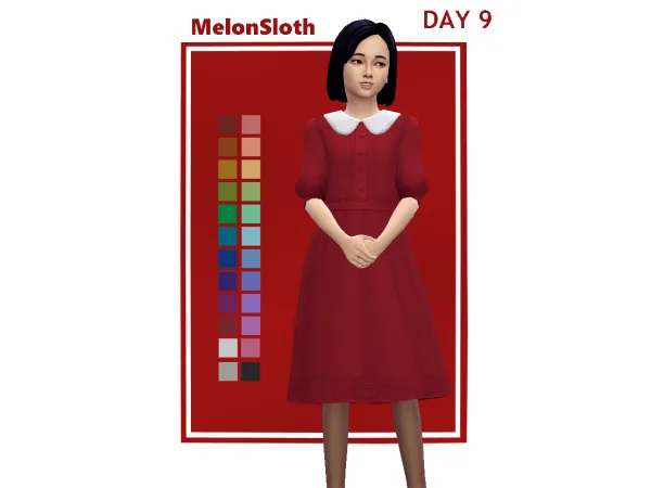 Maxis Match Advent 2022 Day 9 Akane dress for children - The Sims 4 Custom Content