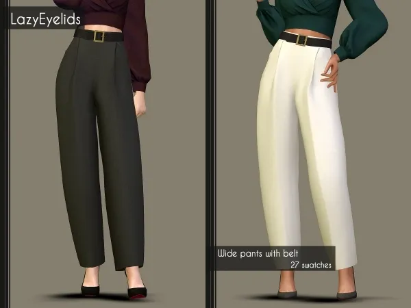 Alpha Wide pants with belt - The Sims 4 Custom Content
