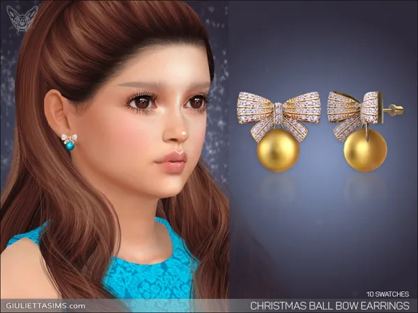 CHRISTMAS BALL BOW EARRINGS FOR KIDS