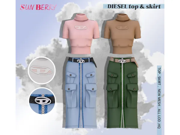 Alpha [SUNBERRY]DIESEL topskirt _2266 (Early access) by SUNBERRY - The Sims 4 Custom Content