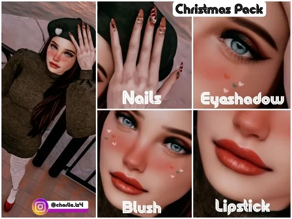 Christmas Pack (Nails, eyeshadow, lipstick, blush)