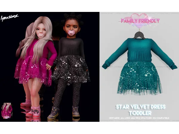 Alpha Star Velvet Dress Toddler - The Sims 4 Custom Content