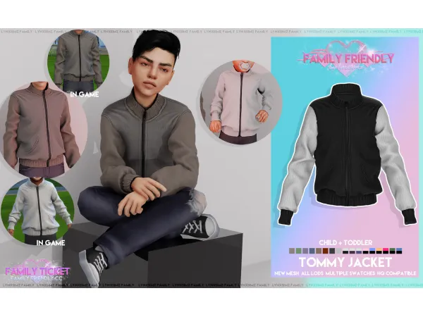 Alpha Tommy Jacket for ChildToddler by LYNXsimz Family - The Sims 4 Custom Content