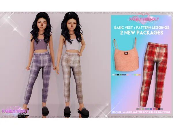 Alpha Tank Top Leggings Child by LYNXsimz Family - The Sims 4 Custom Content