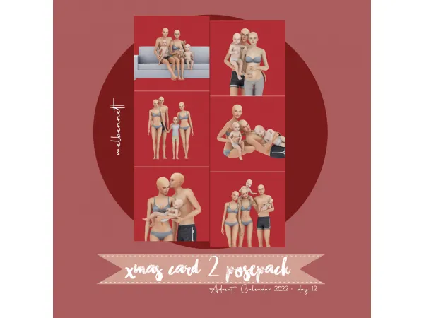 Mix Advent Calendar 2022 12 Xmas Card 2 Posepack - The Sims 4 Custom Content