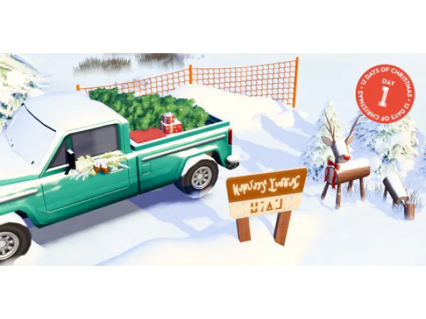 Maxis Match Christmas Tree Pickup Room Build - The Sims 4 Custom Content