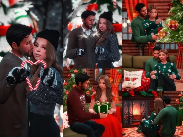 Mix Christmas Romance Pose Pack - The Sims 4 Custom Content
