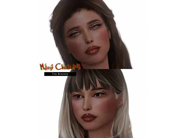 Alpha [TheBrennts] Merry Christmas Eyeliner by The Brennts - The Sims 4 Custom Content